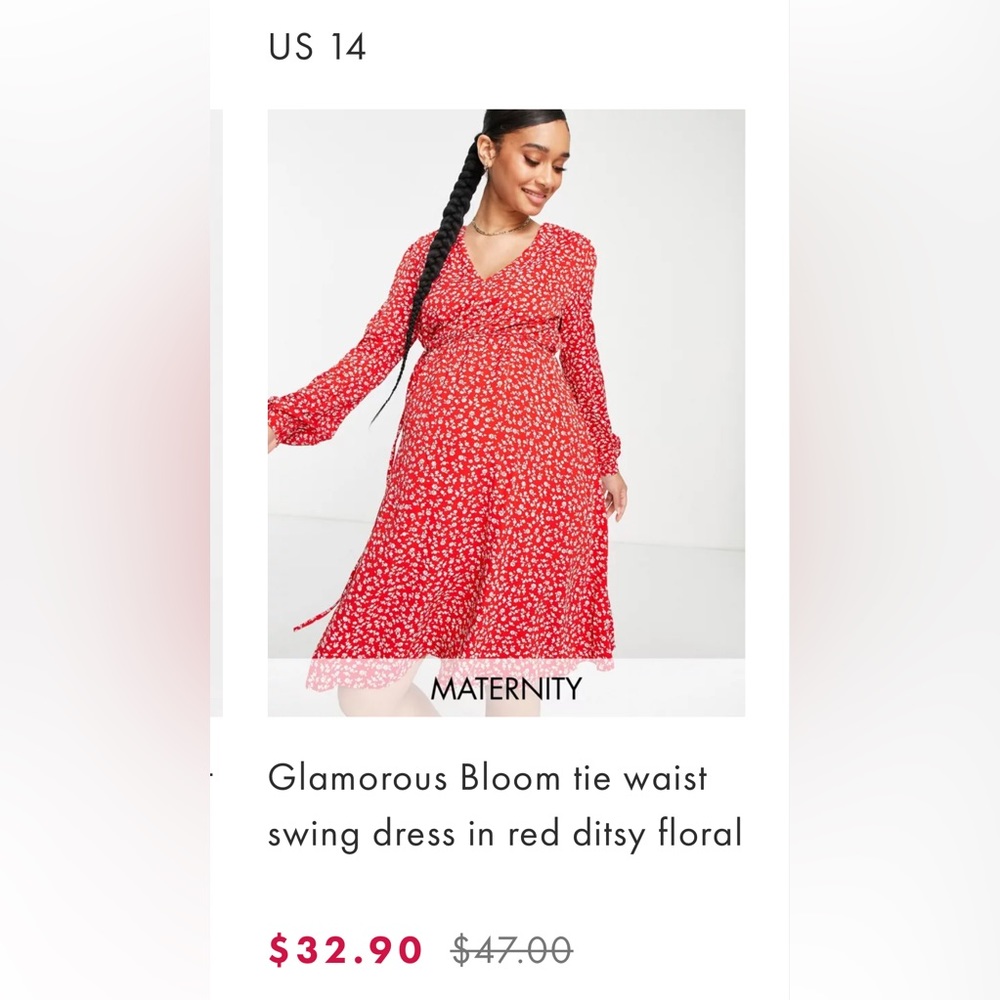 ASOS Maternity red tie waist dress